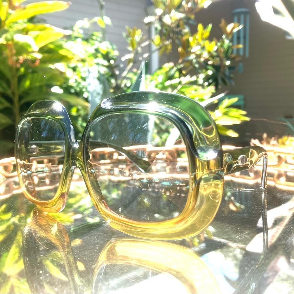 VNTG CHRISTIAN DIOR Rare Oversized Optyl Ombre Green Yellow Oversized Sunglasses
